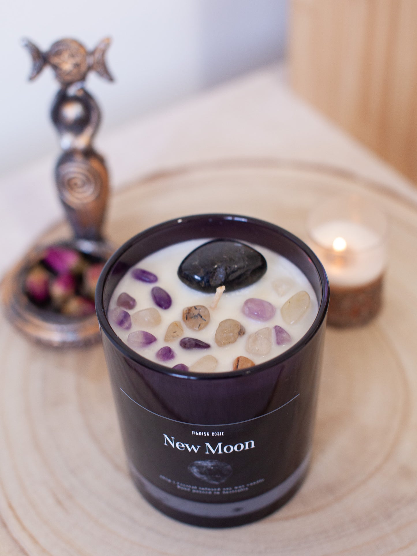 New Moon Crystal Ritual Candle