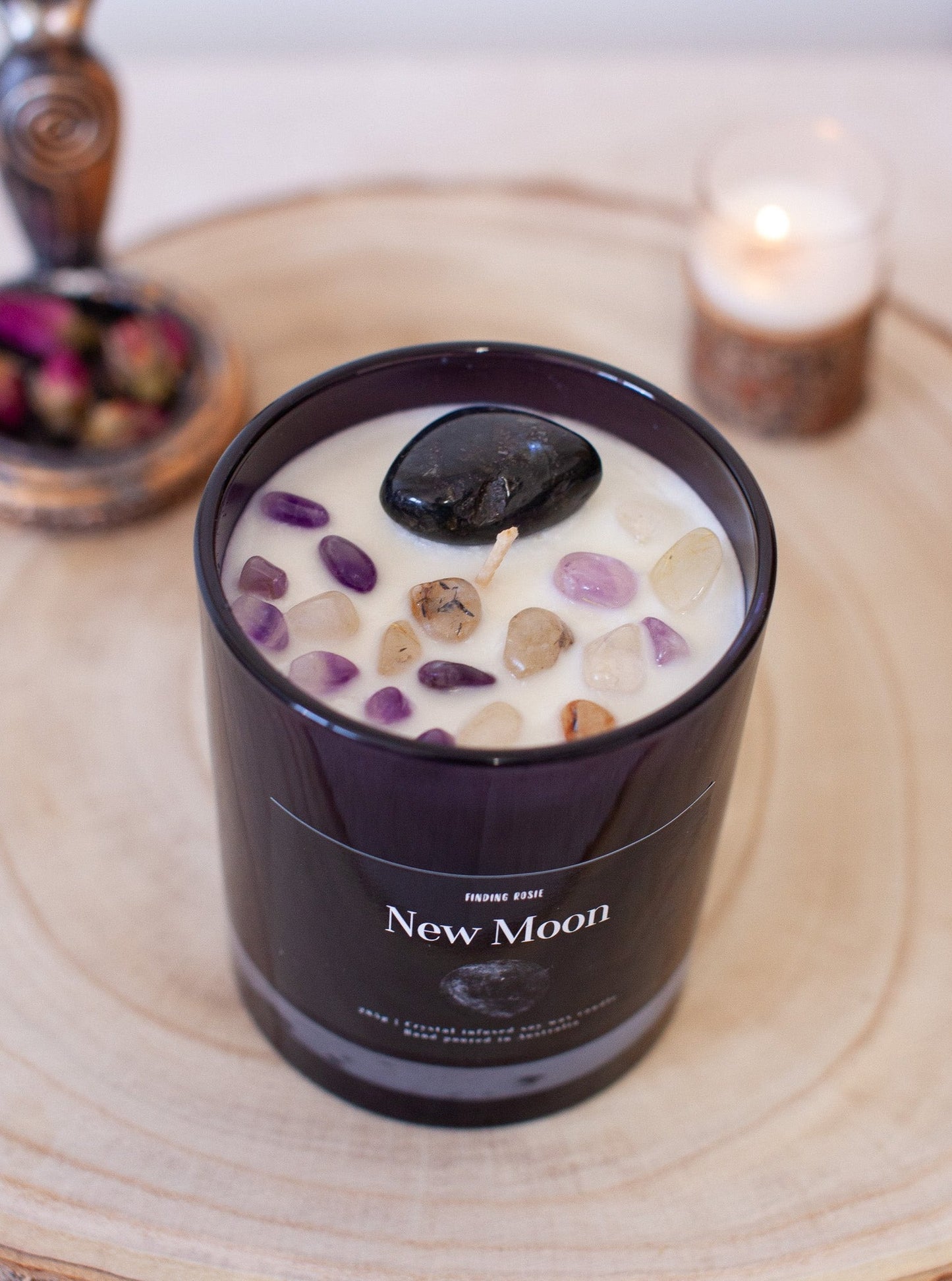 New Moon Crystal Ritual Candle