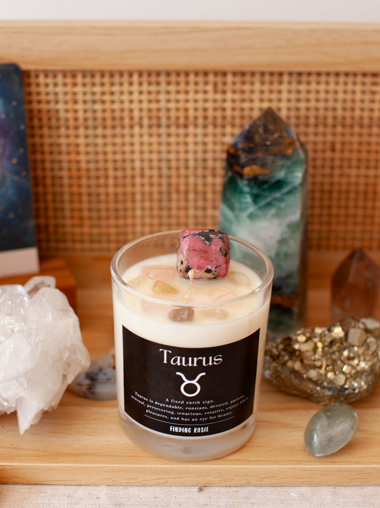 Taurus Zodiac Crystal Candle