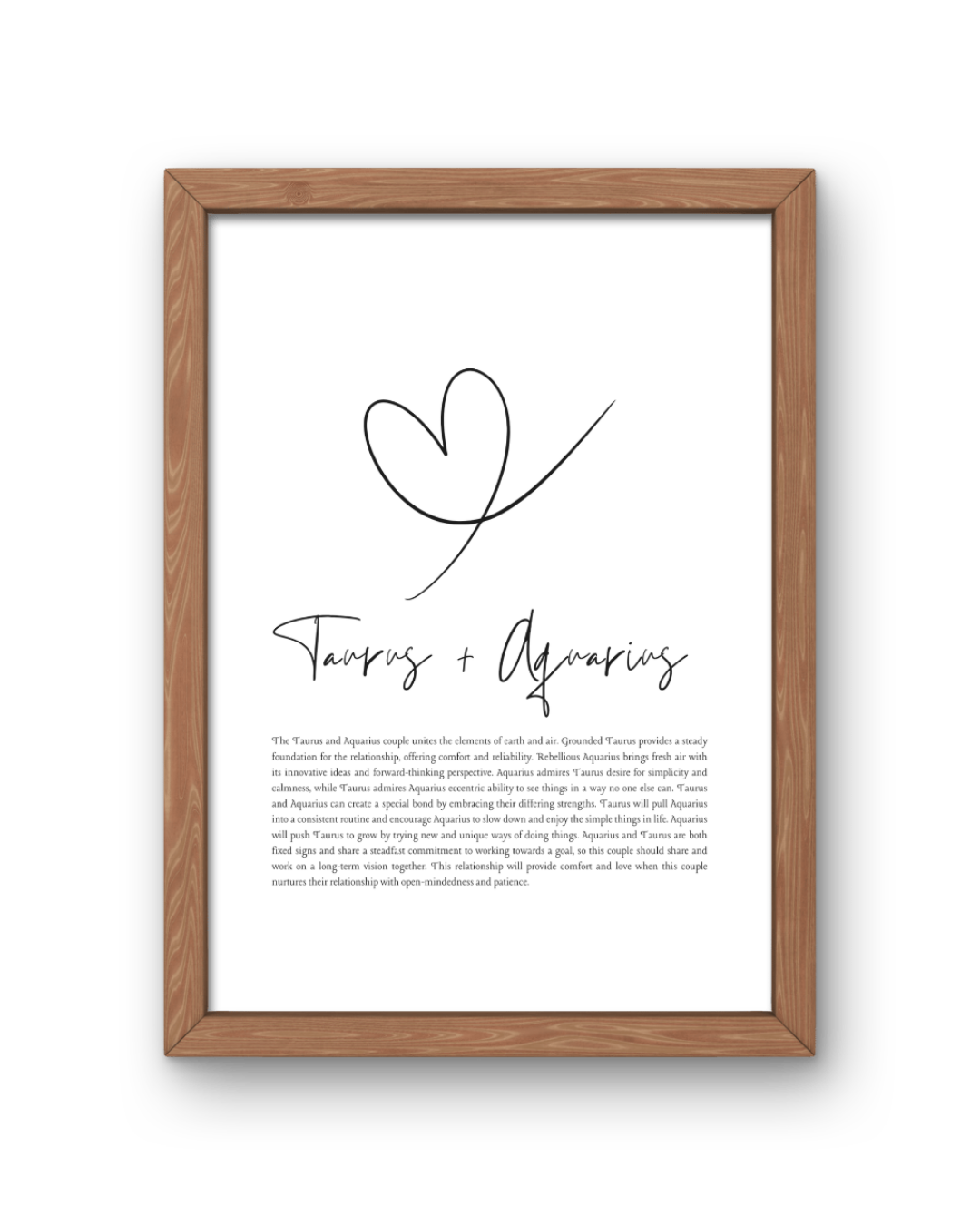 Taurus and Aquarius Zodiac Couple Print