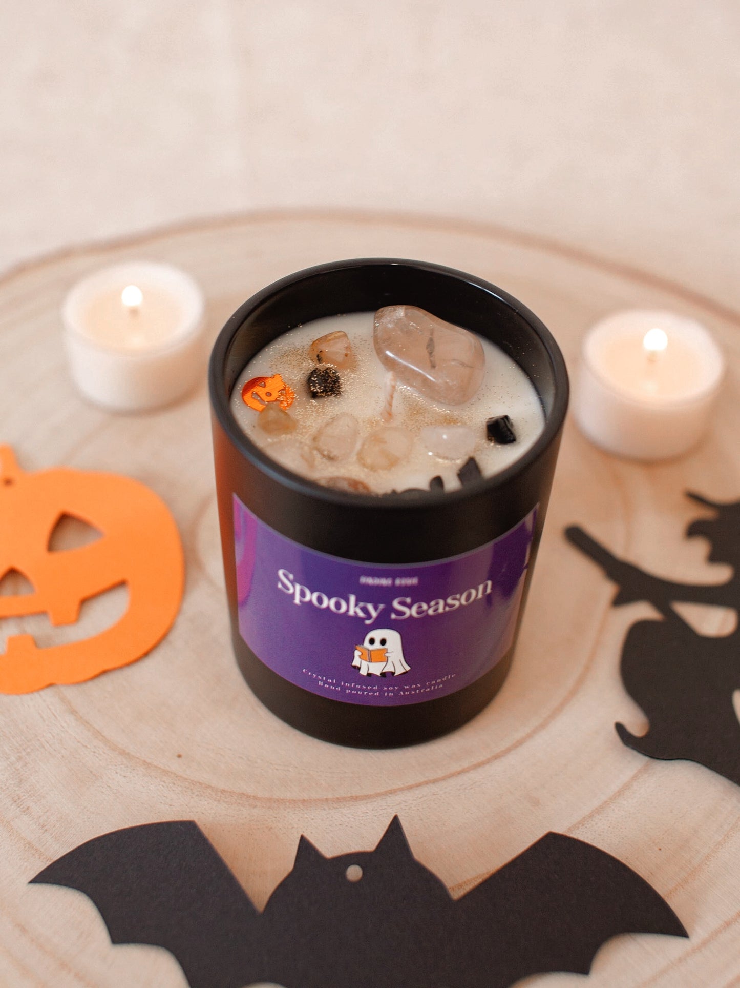 Spooky Season Crystal Candle