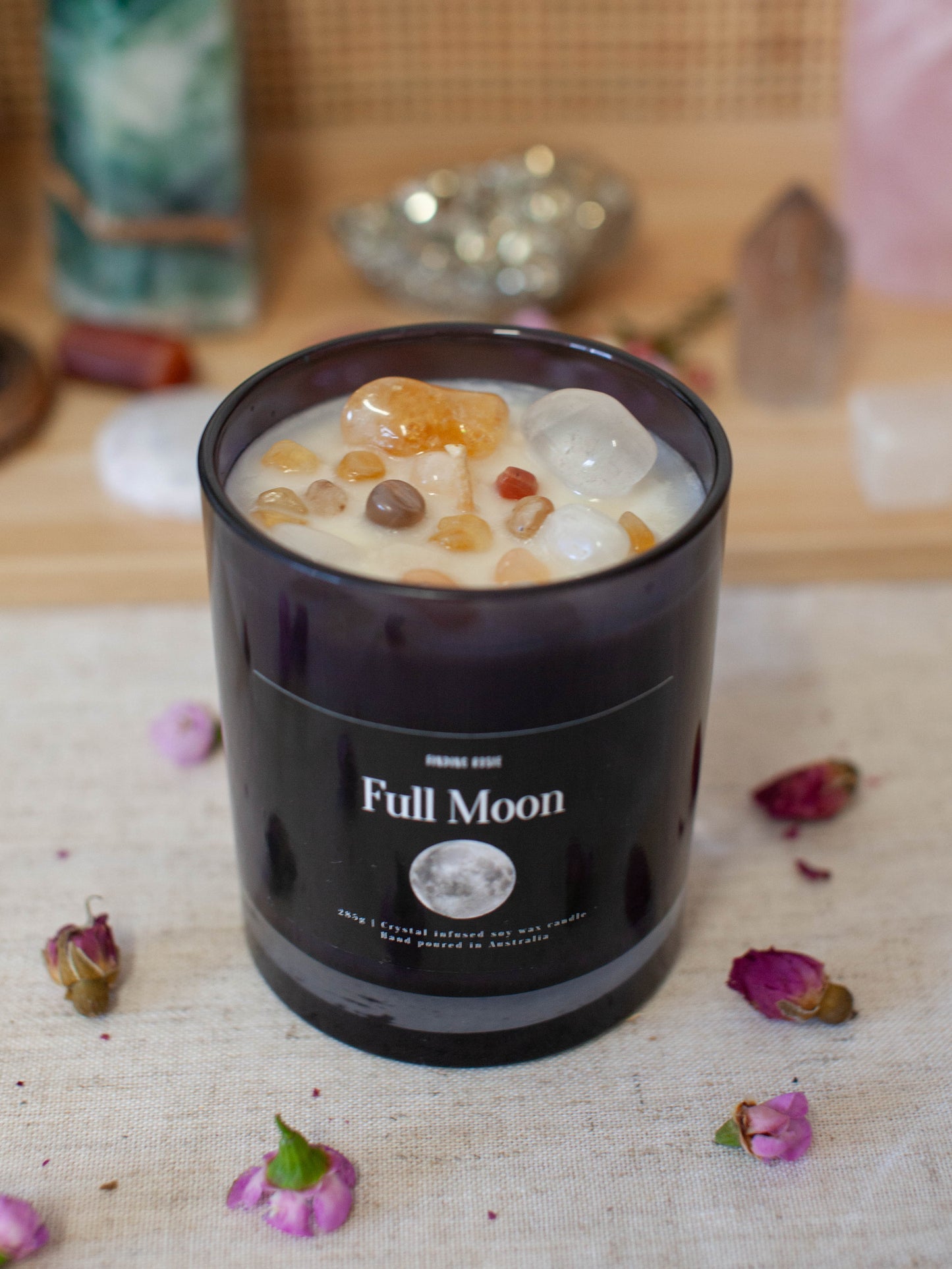 Full Moon Crystal Candle