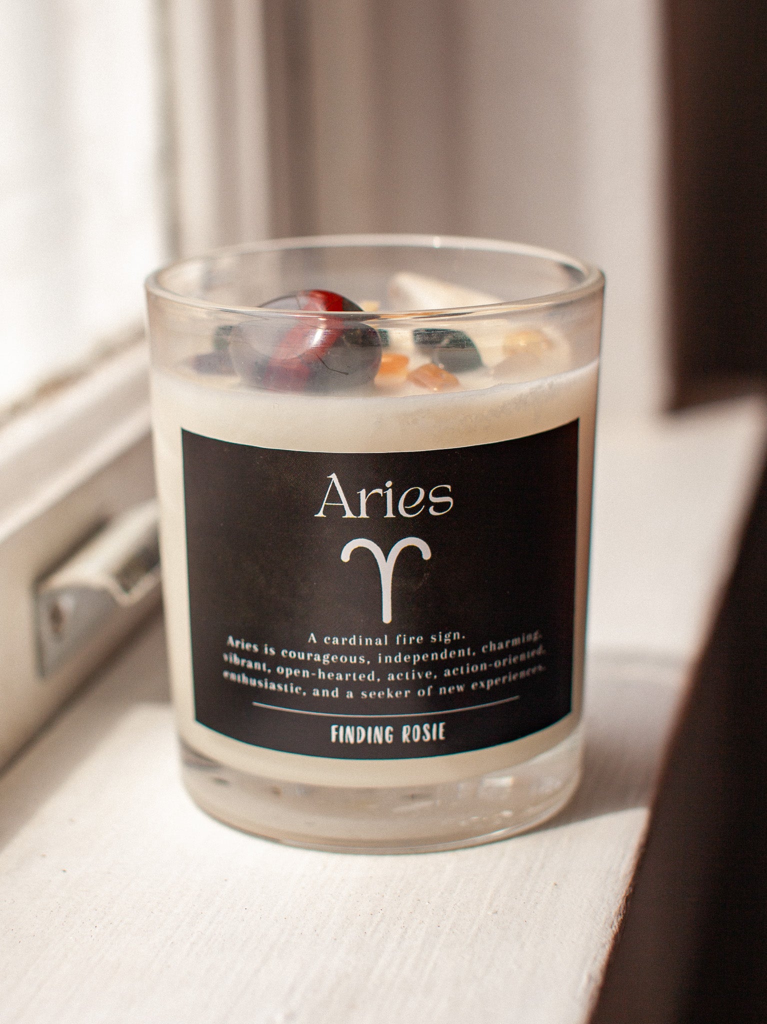 Aries Zodiac Crystal Candle