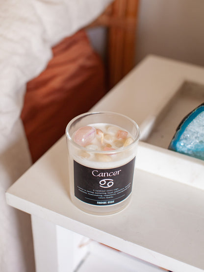 Cancer Zodiac Crystal Candle