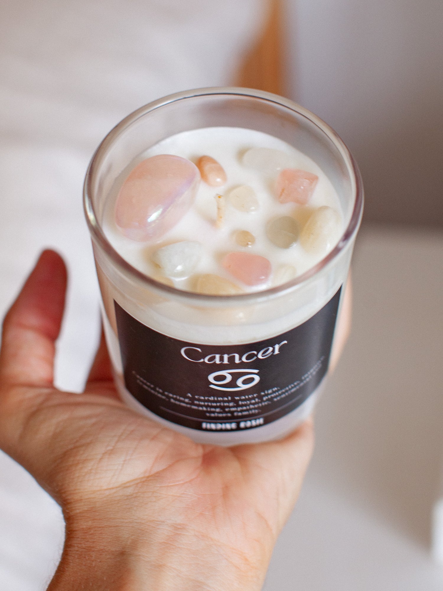 Cancer Zodiac Crystal Candle