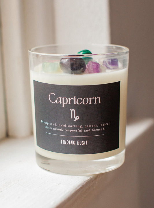 Capricorn Zodiac Crystal Candle