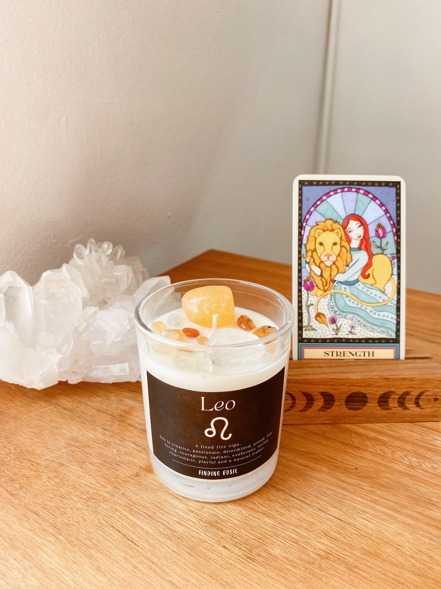 Leo Zodiac Crystal Candle