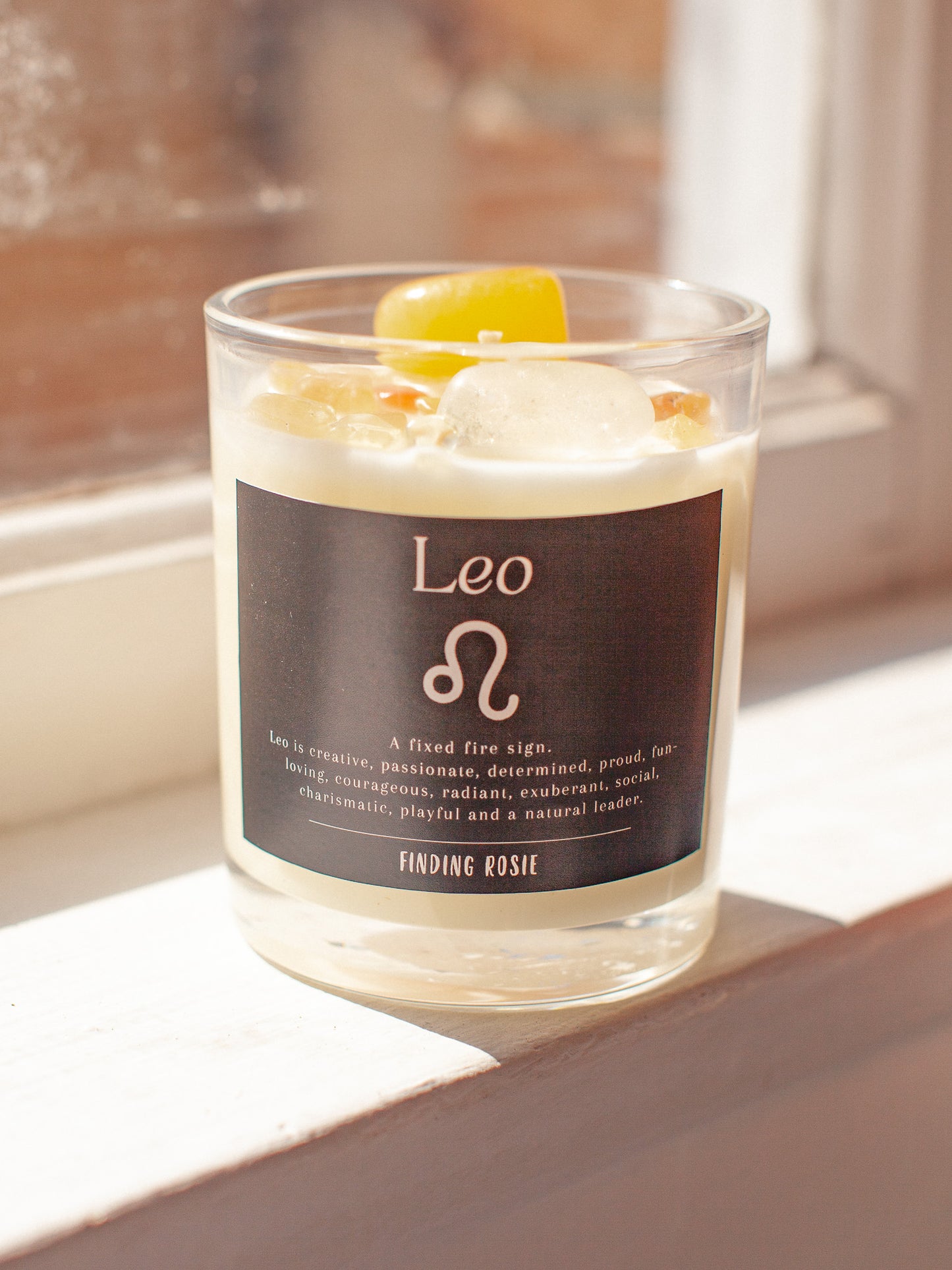 Leo Zodiac Crystal Candle