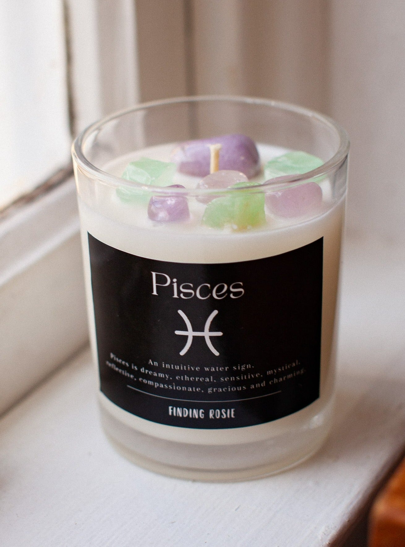 Pisces Zodiac Crystal Candle